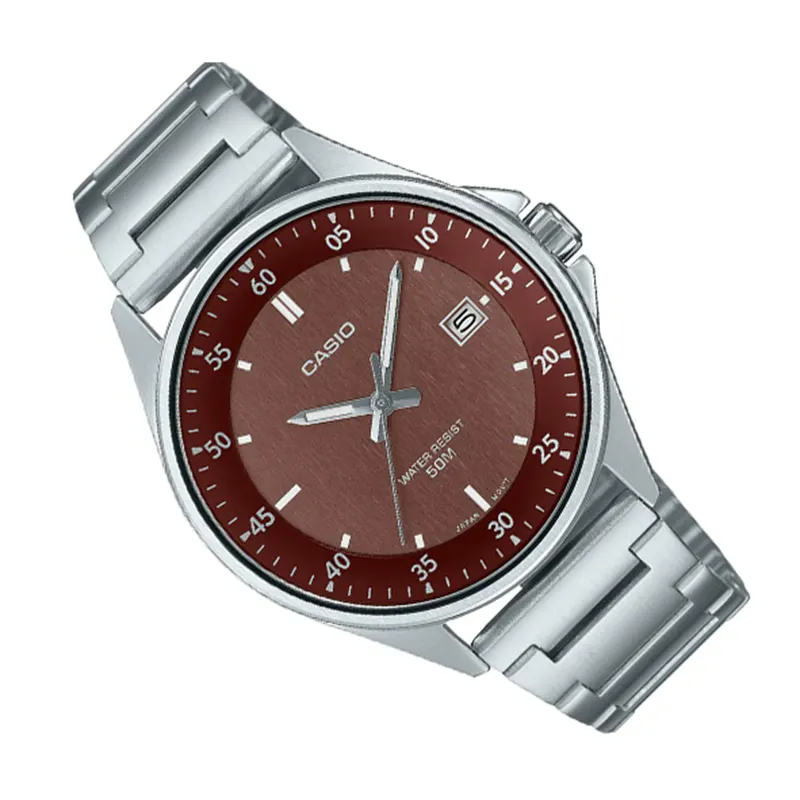 Casio Enticer Maroon Dial One-touch 3-fold Men's Watch- MTP-E705D-5EV